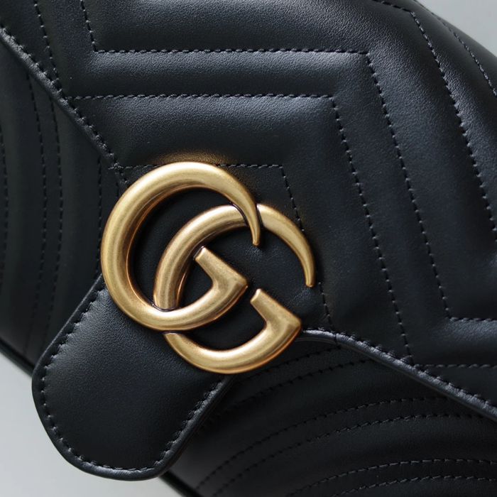 GUCCI 443497 カーフレザー チェーンバッグ GG、マルモント 26x15cm サイズ:26x15cm