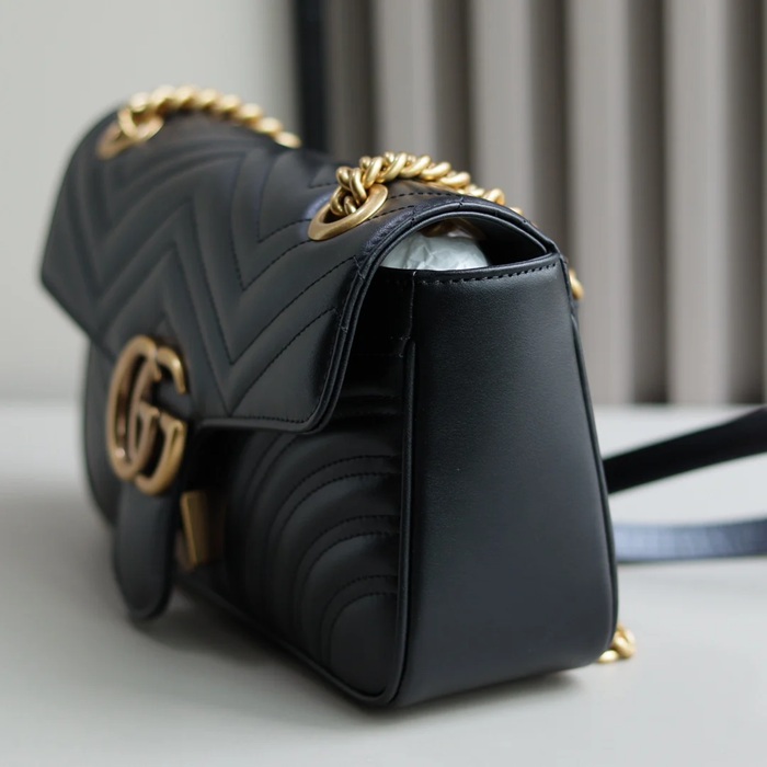 GUCCI 443497 カーフレザー チェーンバッグ GG、マルモント 26x15cm サイズ:26x15cm