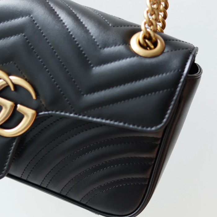 GUCCI 443497 カーフレザー チェーンバッグ GG、マルモント 26x15cm サイズ:26x15cm