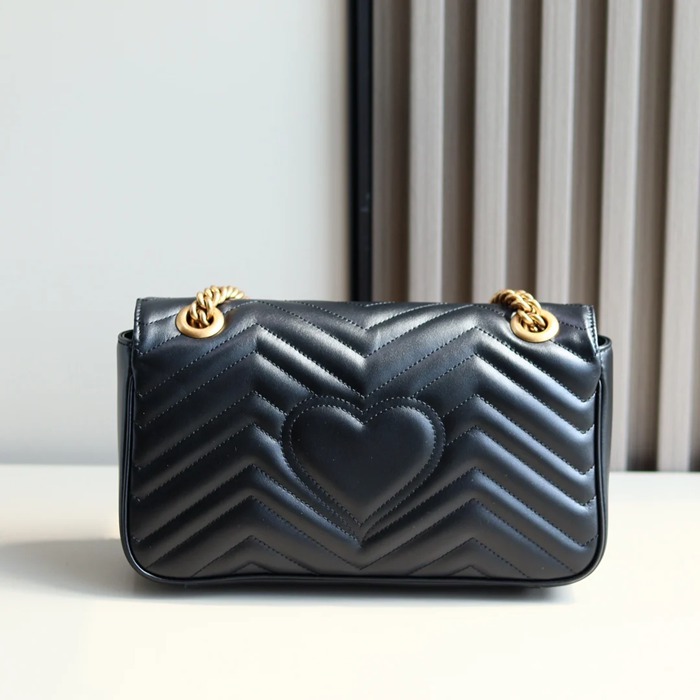 GUCCI 443497 カーフレザー チェーンバッグ GG、マルモント 26x15cm サイズ:26x15cm