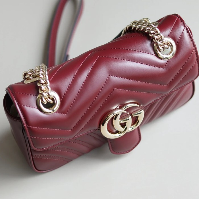 GUCCI 446744 ゴールド ハンドバッグ GG、マルモント 23x14cm サイズ:23x14cm