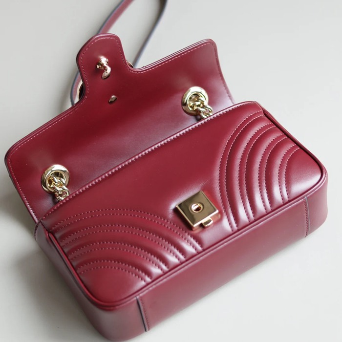 GUCCI 446744 ゴールド ハンドバッグ GG、マルモント 23x14cm サイズ:23x14cm