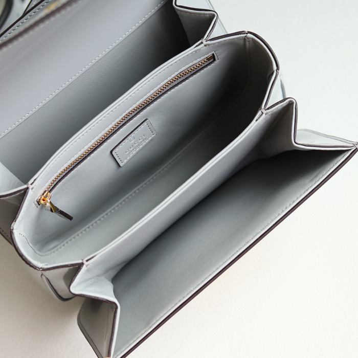 GUCCI 846705 レザー グレー、ゴールド ショルダーバッグ 馬銜、クラシック 22cm サイズ:22.5x14x8cm