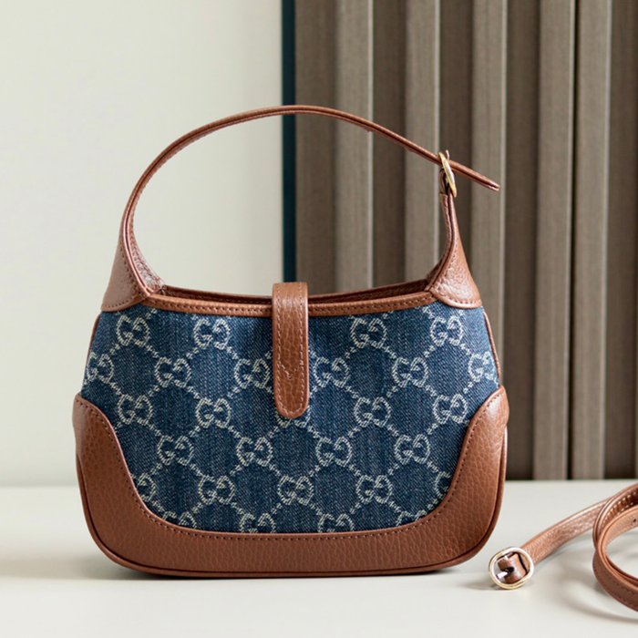 GUCCI 637092 デニム 脇下バッグ 限定 19cm サイズ:19x13x3cm
