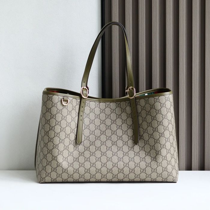 GUCCI 815213 レザー ホワイト、ベージュ トートバッグ GG、新作 38x25x15cm サイズ:38x25x15cm