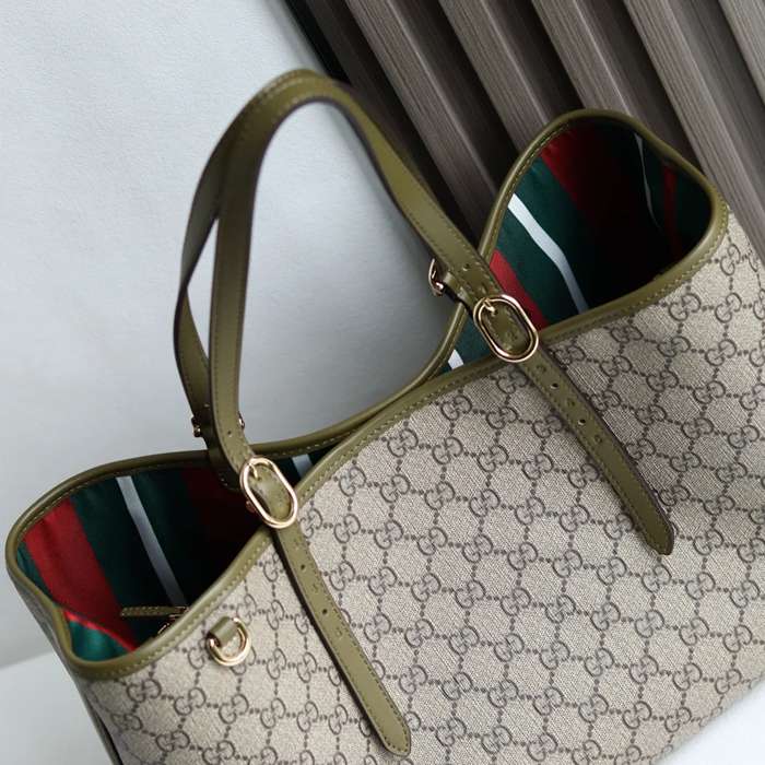 GUCCI 815213 レザー ホワイト、ベージュ トートバッグ GG、新作 38x25x15cm サイズ:38x25x15cm