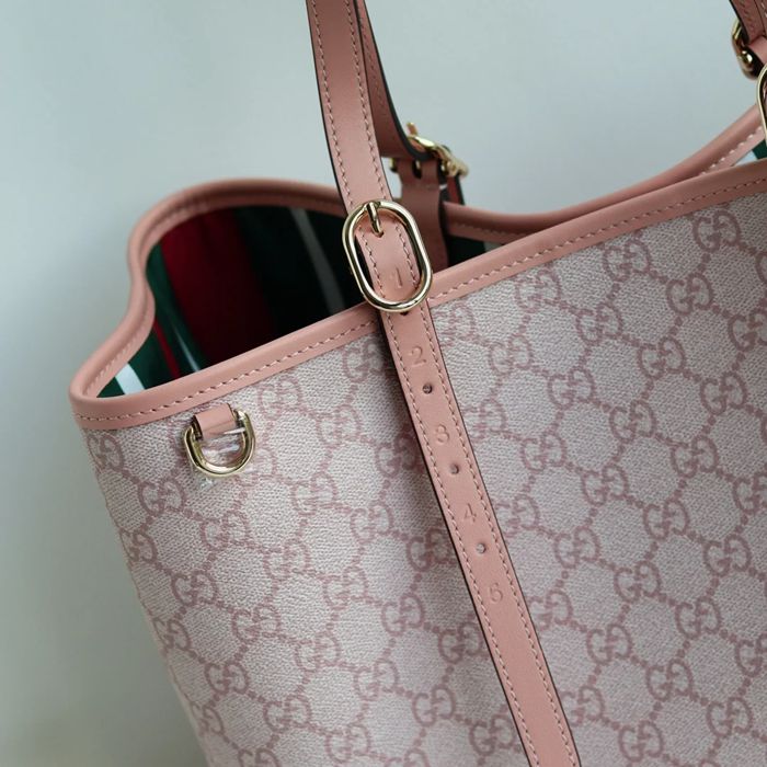 GUCCI 815213 レザー ホワイト、ピンク、ベージュ トートバッグ GG、新作 38x25x15cm サイズ:38x25x15cm