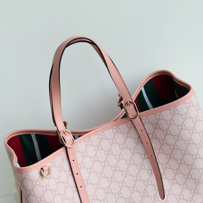 GUCCI 815213 レザー ホワイト、ピンク、ベージュ トートバッグ GG、新作 38x25x15cm サイズ:38x25x15cm
