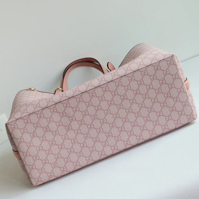 GUCCI 815213 レザー ホワイト、ピンク、ベージュ トートバッグ GG、新作 38x25x15cm サイズ:38x25x15cm