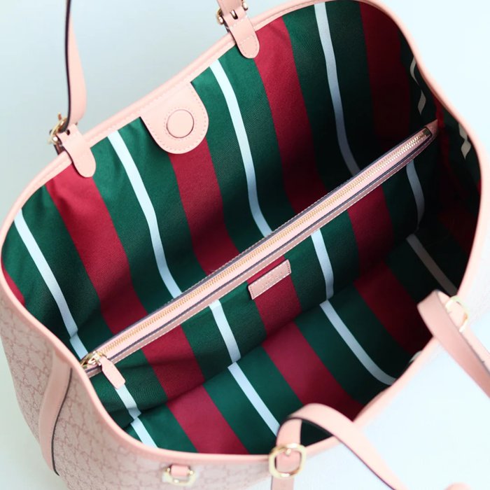 GUCCI 815213 レザー ホワイト、ピンク、ベージュ トートバッグ GG、新作 38x25x15cm サイズ:38x25x15cm
