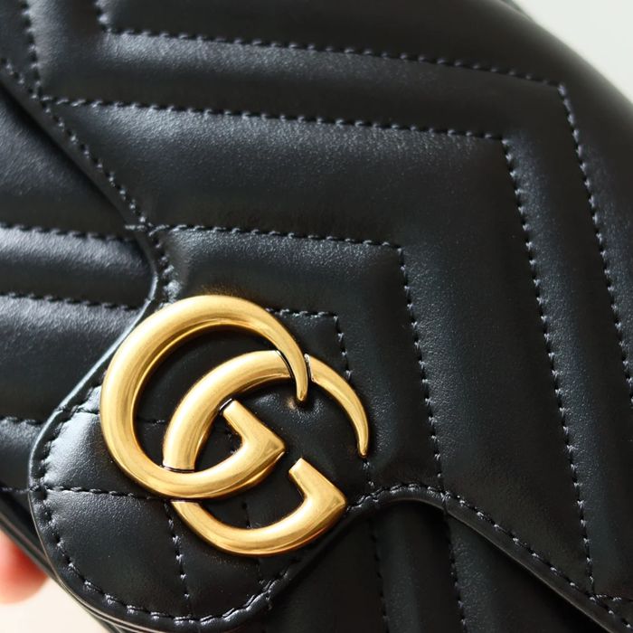 GUCCI 751526 カーフレザー、本革 斜め掛けバッグ、チェーンバッグ、カードケース、ハンドバッグ GG、マルモント、クラシック 21x12cm サイズ:21x12cm