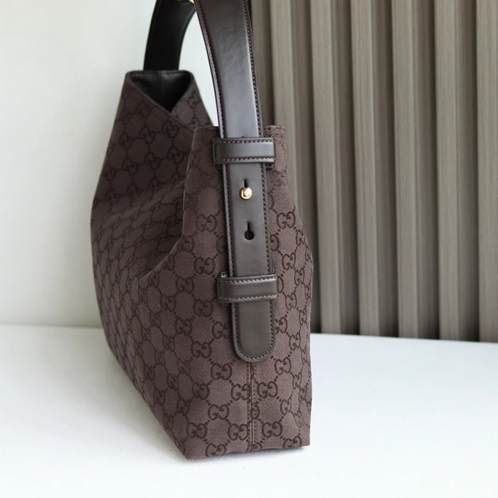 GUCCI カーフレザー、キャンバス ゴールド トートバッグ、ショルダーバッグ、ハンドバッグ 馬銜 35x27x11cm サイズ:35x27x11cm