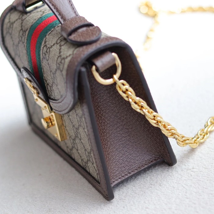 GUCCI 696180 キャンバス ブラウン 斜め掛けバッグ、ショルダーバッグ、ハンドバッグ オフィディア、GG、クラシック 18x13cm サイズ:18x13cm