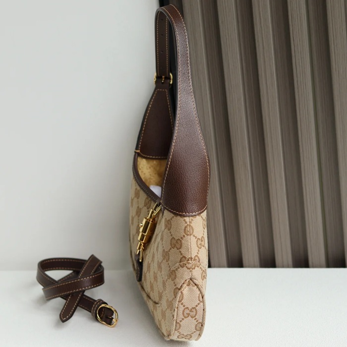 GUCCI 863137 レザー ベージュ 斜め掛けバッグ、ハンドバッグ 27x13cm サイズ:27x13cm