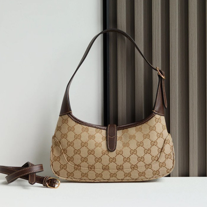 GUCCI 863137 レザー ベージュ 斜め掛けバッグ、ハンドバッグ 27x13cm サイズ:27x13cm