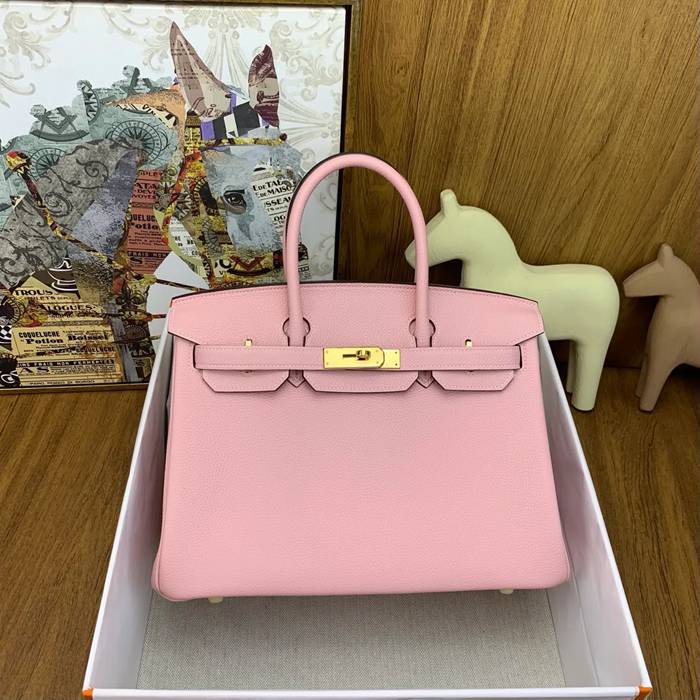 HERMES バーキン 30cm カーフスキン 桜ピンク ハンドバッグ 高級感 金具ゴールド 30cm Birkin 30cm サイズ:30cm