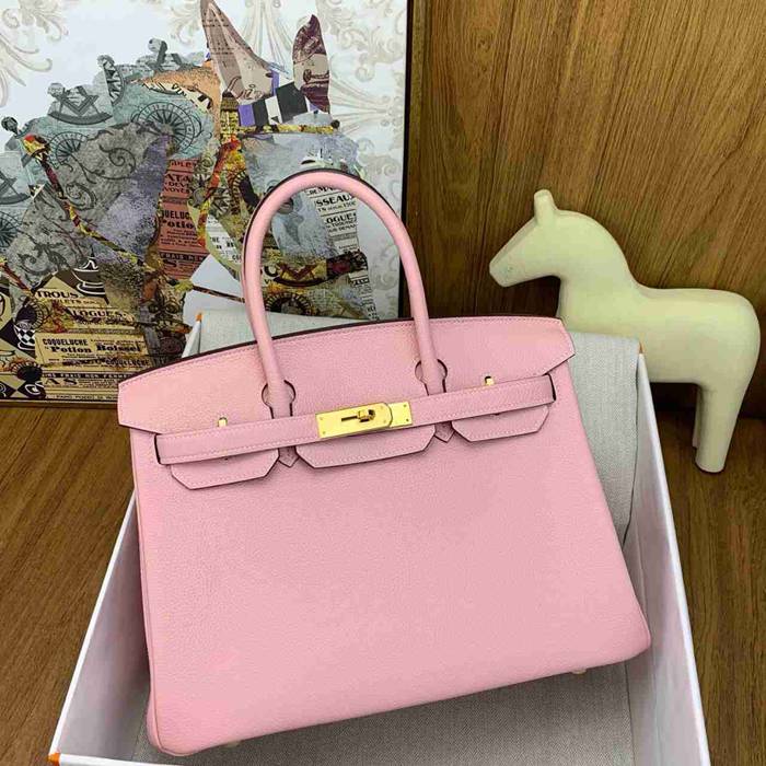 HERMES バーキン 30cm カーフスキン 桜ピンク ハンドバッグ 高級感 金具ゴールド 30cm Birkin 30cm サイズ:30cm