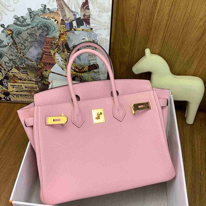 HERMES バーキン 30cm カーフスキン 桜ピンク ハンドバッグ 高級感 金具ゴールド 30cm Birkin 30cm サイズ:30cm