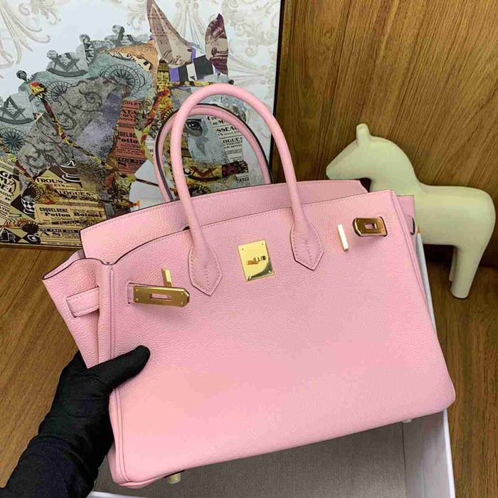 HERMES バーキン 30cm カーフスキン 桜ピンク ハンドバッグ 高級感 金具ゴールド 30cm Birkin 30cm サイズ:30cm