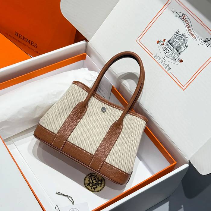HERMES ガーデン 23cm ブラウン ハンドバッグ セミハンドメイド 23cm Garden 23cm サイズ:23cm
