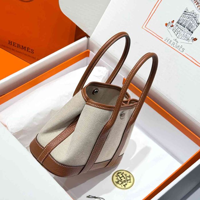 HERMES ガーデン 23cm ブラウン ハンドバッグ セミハンドメイド 23cm Garden 23cm サイズ:23cm