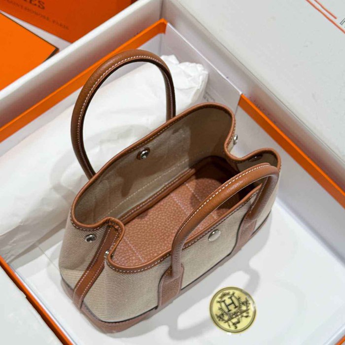 HERMES ガーデン 23cm ブラウン ハンドバッグ セミハンドメイド 23cm Garden 23cm サイズ:23cm