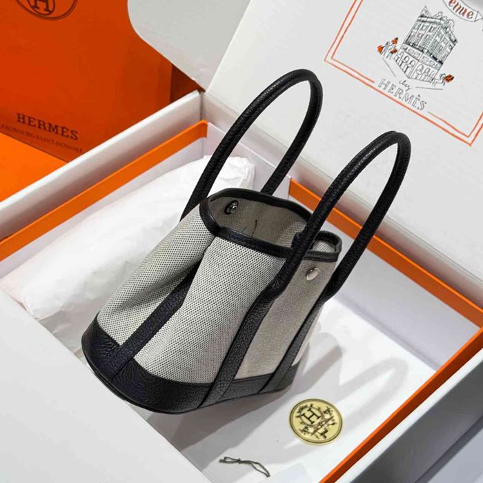 HERMES ガーデン 23cm ブラック ハンドバッグ セミハンドメイド 23cm Garden 23cm サイズ:23cm