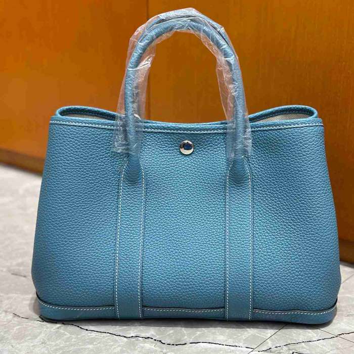 HERMES ガーデン 30cm デニム デニムブルー ハンドバッグ 高級感 30cm Garden 30cm サイズ:30cm