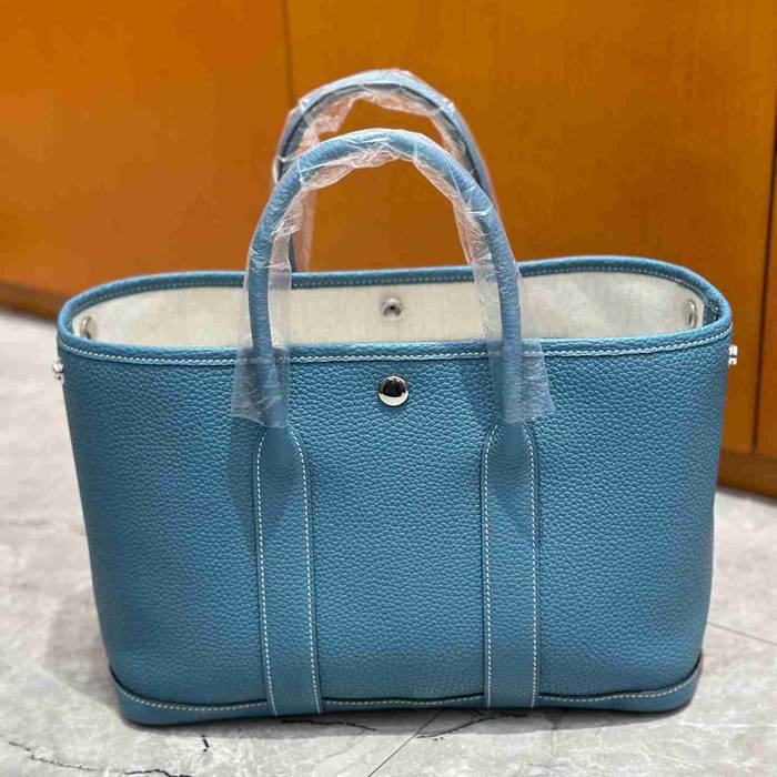 HERMES ガーデン 30cm デニム デニムブルー ハンドバッグ 高級感 30cm Garden 30cm サイズ:30cm
