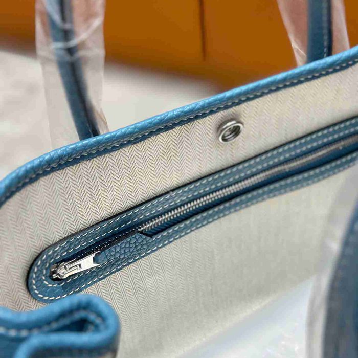 HERMES ガーデン 30cm デニム デニムブルー ハンドバッグ 高級感 30cm Garden 30cm サイズ:30cm