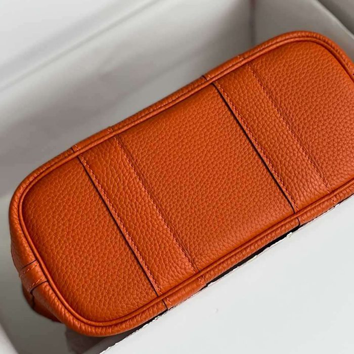 HERMES ガーデン カーフレザー オレンジ ハンドバッグ セミハンドメイド 18cm Garden サイズ:18cm