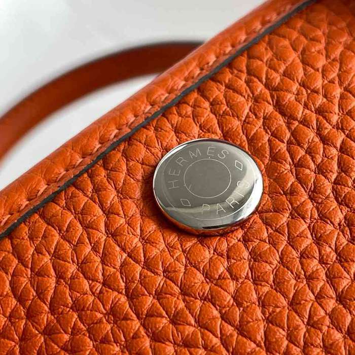 HERMES ガーデン カーフレザー オレンジ ハンドバッグ セミハンドメイド 18cm Garden サイズ:18cm
