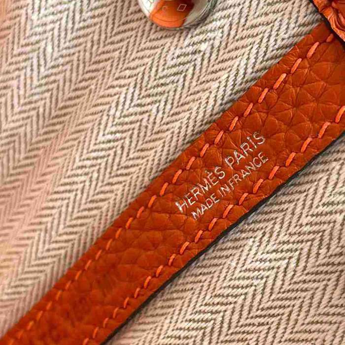 HERMES ガーデン カーフレザー オレンジ ハンドバッグ セミハンドメイド 18cm Garden サイズ:18cm