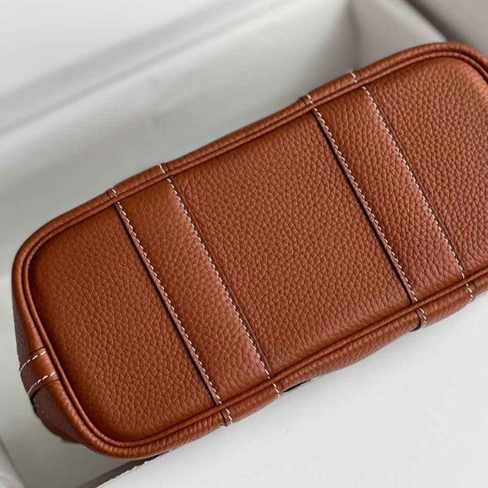 HERMES ガーデン カーフレザー ブラウン ハンドバッグ セミハンドメイド 18cm Garden サイズ:18cm