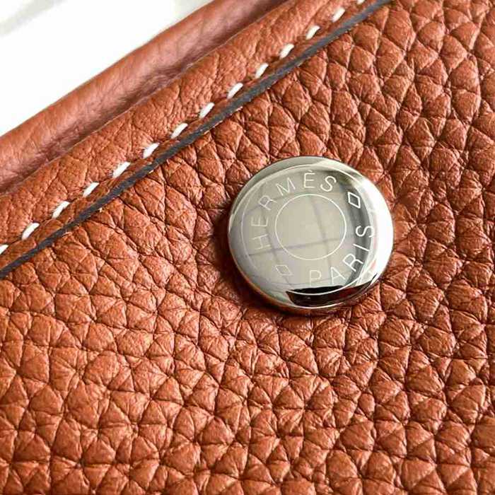 HERMES ガーデン カーフレザー ブラウン ハンドバッグ セミハンドメイド 18cm Garden サイズ:18cm