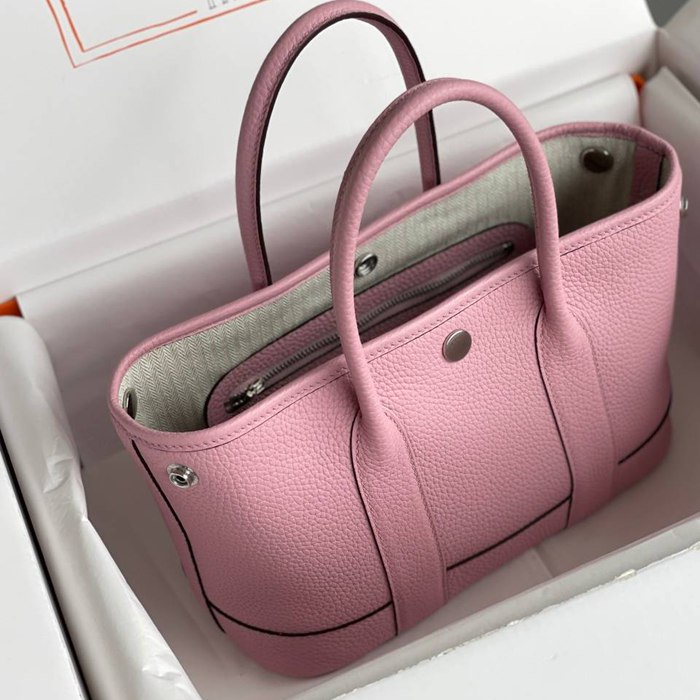 HERMES ガーデン カーフレザー 桜ピンク ハンドバッグ セミハンドメイド 18cm Garden サイズ:18cm