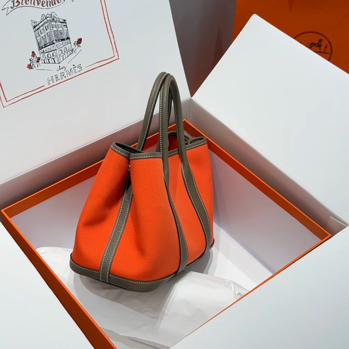 HERMES ガーデン 30cm オレンジ ハンドバッグ セミハンドメイド 30cm Garden 30cm サイズ:30cm