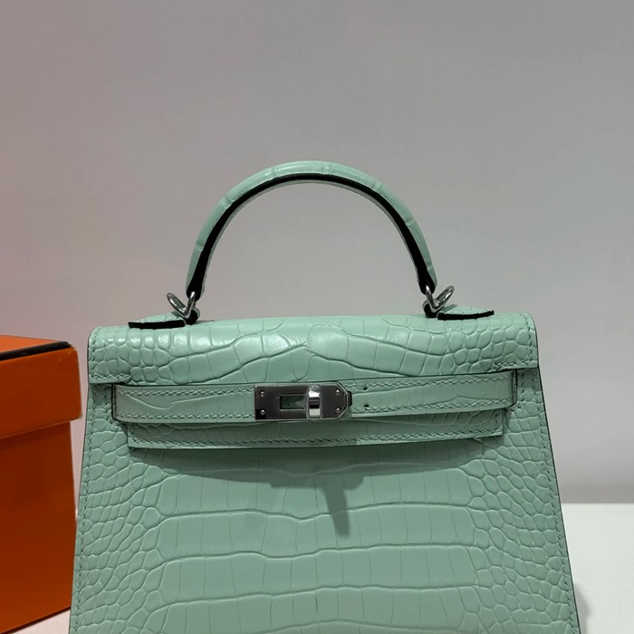 HERMES ケリー 19cm ワニ革 ショルダーバッグ 高品質 金具シルバー 19cm Kelly 19cm サイズ:19cm