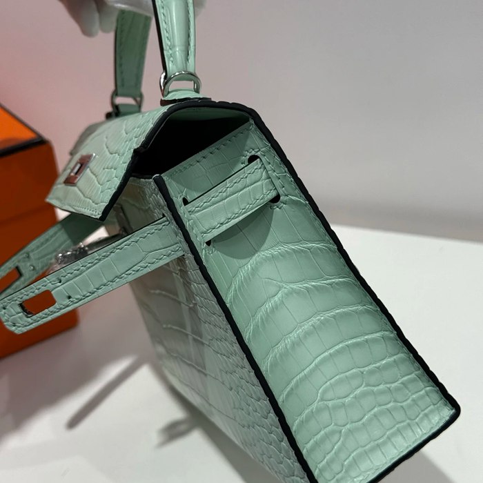 HERMES ケリー 19cm ワニ革 ショルダーバッグ 高品質 金具シルバー 19cm Kelly 19cm サイズ:19cm