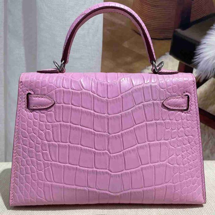 HERMES ケリー 19cm ワニ革 ピンク ショルダーバッグ 高品質 19cm Kelly 19cm サイズ:19cm