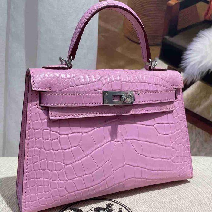 HERMES ケリー 19cm ワニ革 ピンク ショルダーバッグ 高品質 19cm Kelly 19cm サイズ:19cm