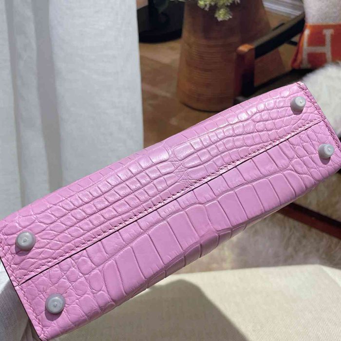 HERMES ケリー 19cm ワニ革 ピンク ショルダーバッグ 高品質 19cm Kelly 19cm サイズ:19cm