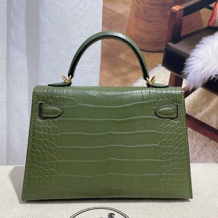 HERMES ケリー 19cm ワニ革 ショルダーバッグ 高品質 金具ゴールド 19cm Kelly 19cm サイズ:19cm