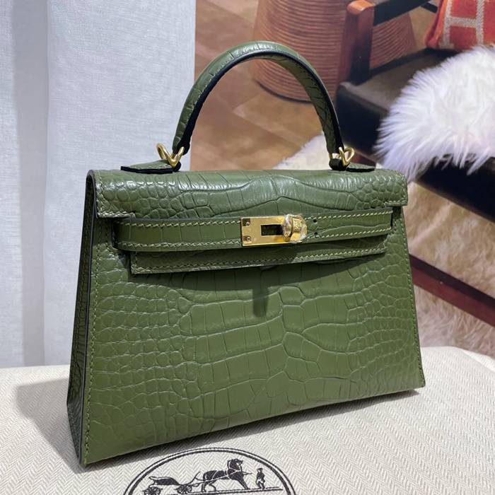 HERMES ケリー 19cm ワニ革 ショルダーバッグ 高品質 金具ゴールド 19cm Kelly 19cm サイズ:19cm