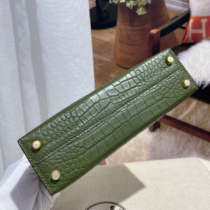 HERMES ケリー 19cm ワニ革 ショルダーバッグ 高品質 金具ゴールド 19cm Kelly 19cm サイズ:19cm