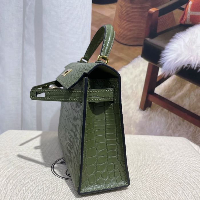 HERMES ケリー 19cm ワニ革 ショルダーバッグ 高品質 金具ゴールド 19cm Kelly 19cm サイズ:19cm