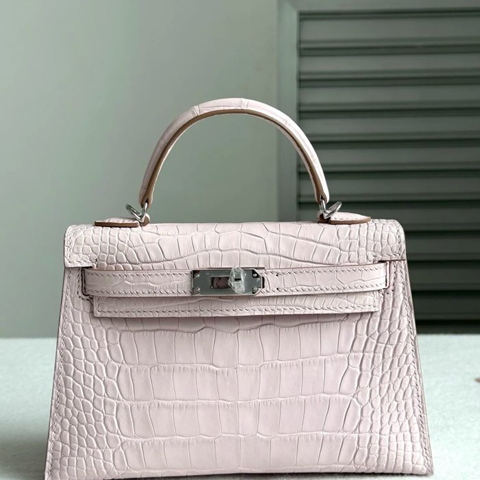 HERMES ケリー 19cm ワニ革 パープル ショルダーバッグ 高品質 19cm Kelly 19cm サイズ:19cm