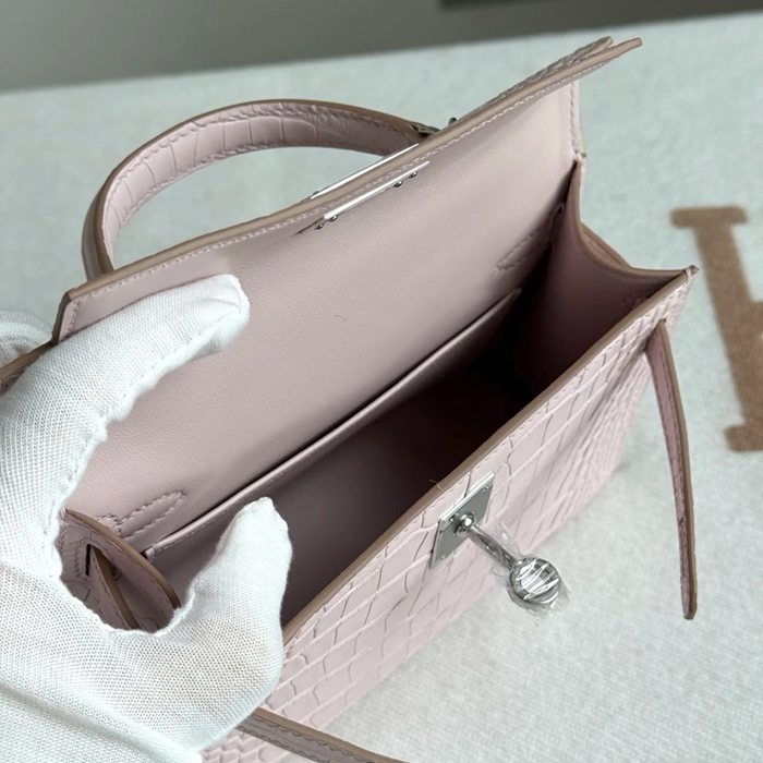 HERMES ケリー 19cm ワニ革 パープル ショルダーバッグ 高品質 19cm Kelly 19cm サイズ:19cm