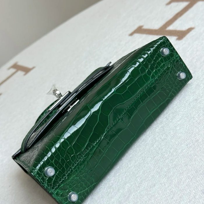 HERMES ケリー 19cm ワニ革 グリーン ショルダーバッグ 高品質 19cm Kelly 19cm サイズ:19cm
