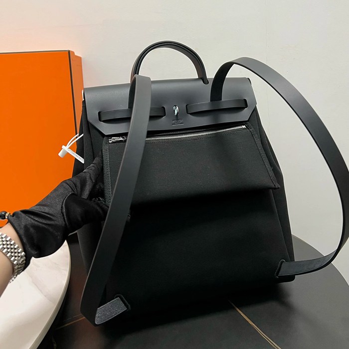 HERMES ピュアブラック ハンドバッグ 新作 セミハンドメイド 35×31×10cm サイズ:35×31×10cm